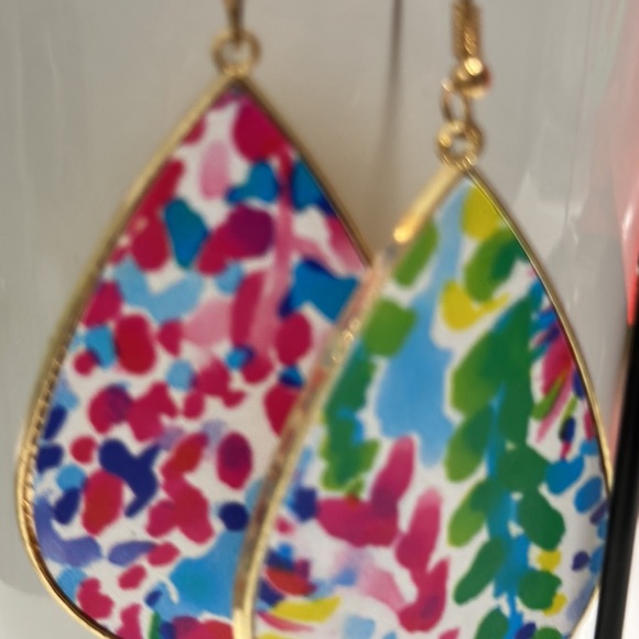 Colorful Earrings Hand Made TearDrop Earrings and the 80s Green Dangles - Picture 3 of 4
